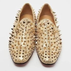 Christian Louboutin Gold Spiked Loafers